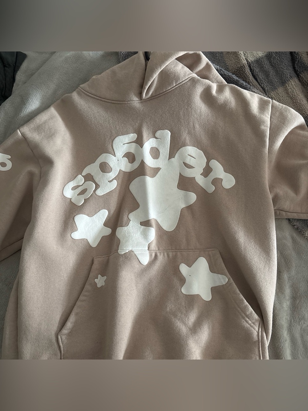 Beige Star Graphic Hoodie